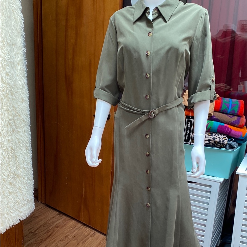 Positive Attitude Women’s Long Sleeve Button Down Shirt Dress. Size 14